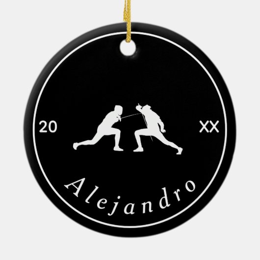 Silhouettes Name & Year Cool Keramisch Ornament (Achterkant)