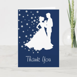 Silhouettes Navy Blue Wedding Dank je Bedankkaart
