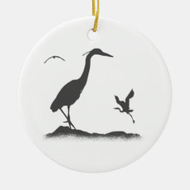 Silhouettes of Great Blue Heron Keramisch Ornament