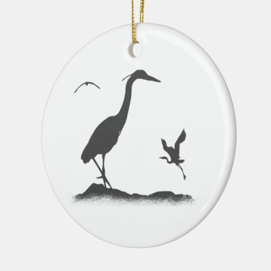 Silhouettes of Great Blue Heron Keramisch Ornament (Links)