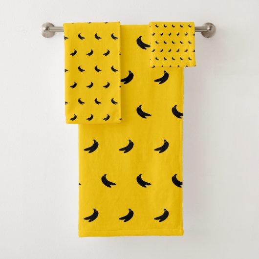 Silhouettes of Small Black Bananas on Yellow Bad Handdoek (Insitu)