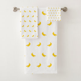 Silhouettes of Small Yellow Bananas on White Bad Handdoek