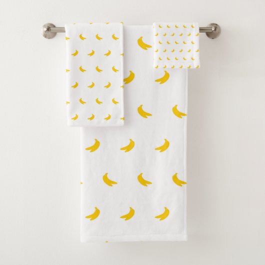Silhouettes of Small Yellow Bananas on White Bad Handdoek (Insitu)