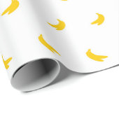 Silhouettes of Small Yellow Bananas on White Cadeaupapier (Rol Hoek)