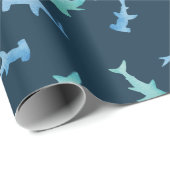 Silhouettes Patroon waterverf Shark Swimming Cadeaupapier (Rol Hoek)