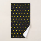 Silhouettes van kleine geelbananen op zwart bad handdoek (Handdoek)