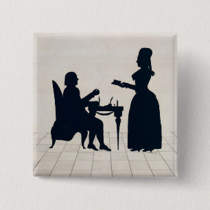Silhouettes van Monsieur en Madame Roland Vierkante Button 5,1 Cm