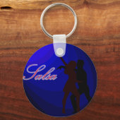Silhouettes van salsa dansers met blauwe achtergro sleutelhanger (Voorkant)