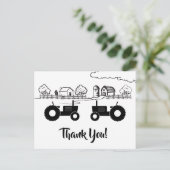 Silhouettractoren in Boerderij Zwart - Wit Dank u Briefkaart (Staand voorkant)
