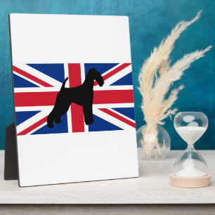 silhouetvlag van airedale terrier fotoplaat