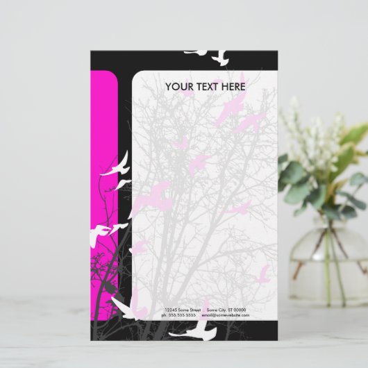 silhouetvogels briefpapier (Staand voorkant)