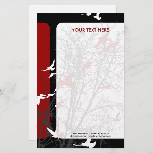 silhouetvogels briefpapier (Voorkant / Achterkant)