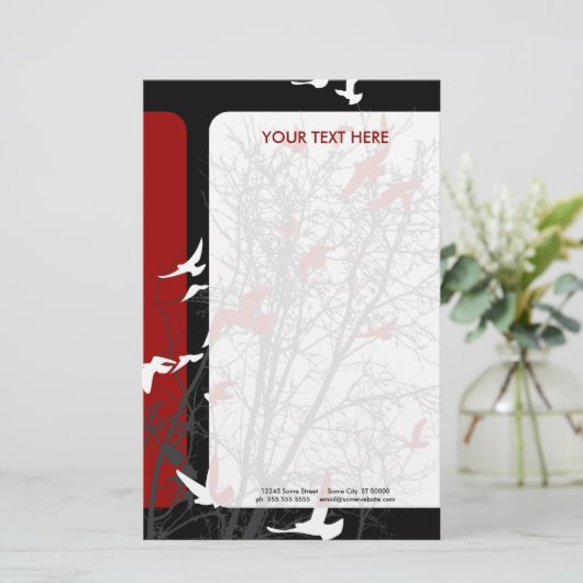 silhouetvogels briefpapier (Staand voorkant)