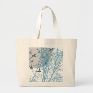 silhouetvogels grote tote bag