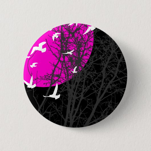 silhouetvogels ronde button 5,7 cm (Voorkant)