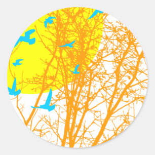 silhouetvogels ronde sticker