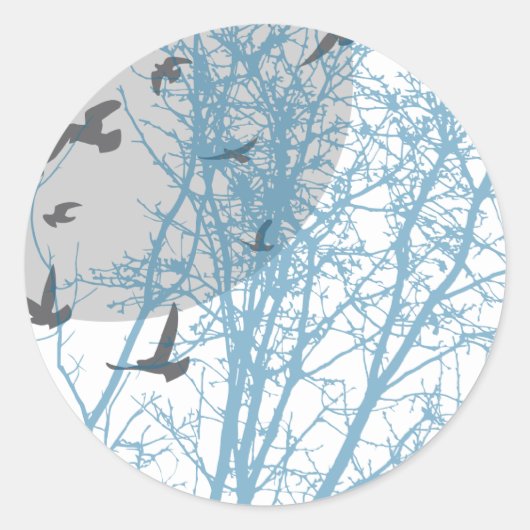 silhouetvogels ronde sticker (Voorkant)