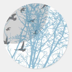 silhouetvogels ronde sticker
