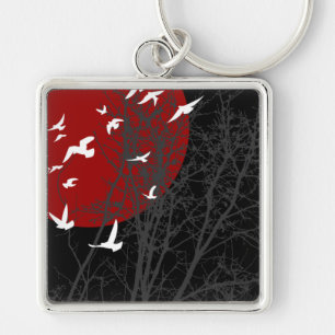 silhouetvogels sleutelhanger
