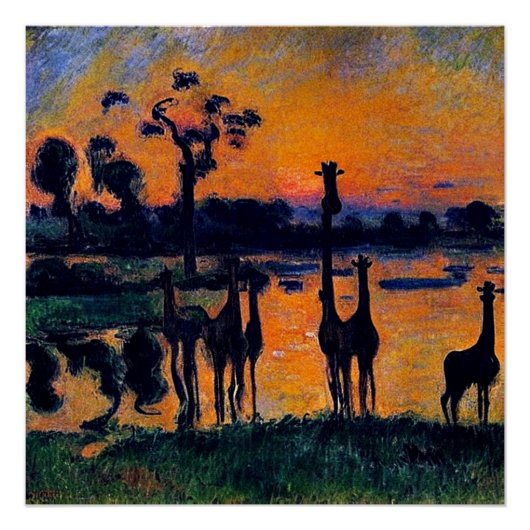 Silhouetvormige Giraffes Perfect Poster (Voorkant)