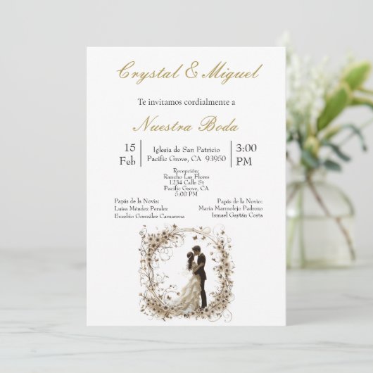 Silhueta de novia y novio kaart (Staand voorkant)