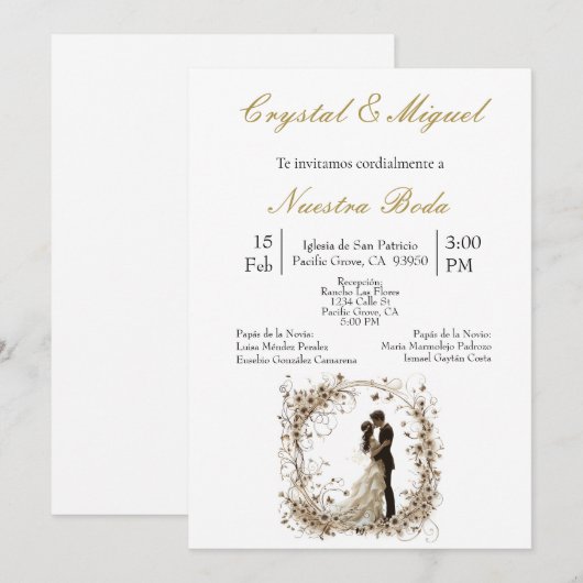 Silhueta de novia y novio kaart (Voorkant / Achterkant)