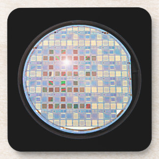 Siliciumchips op een wafer bier onderzetter