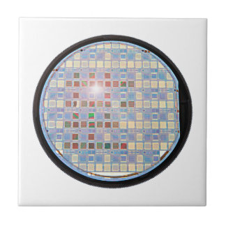 Siliciumwafel op een chip met witte achtergrond tegeltje