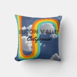 Silicon Valley Californië Retro Regenboog en Wolke Kussen