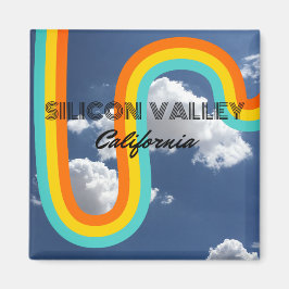 Silicon Valley Californië Retro Regenboog en Wolke Magneet