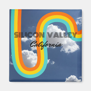 Silicon Valley Californië Retro Regenboog en Wolke Magneet