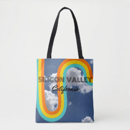Silicon Valley Californië Retro Regenboog en Wolke Tote Bag