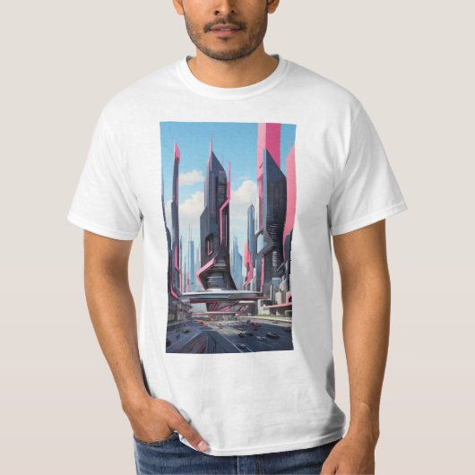 Silicon Valley Futurisme: Abstracte stadsgezichten T-shirt (Voorkant)