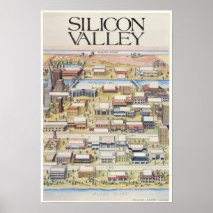 Silicon Valley Map (geen bedrijfsnaam) Poster