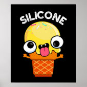 Silicone Funny Ice Cream Cone Pun Dark BG Poster (Voorkant)