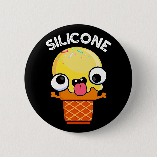 Silicone Funny Ice Cream Cone Pun Dark BG Ronde Button 5,7 Cm (Voorkant)