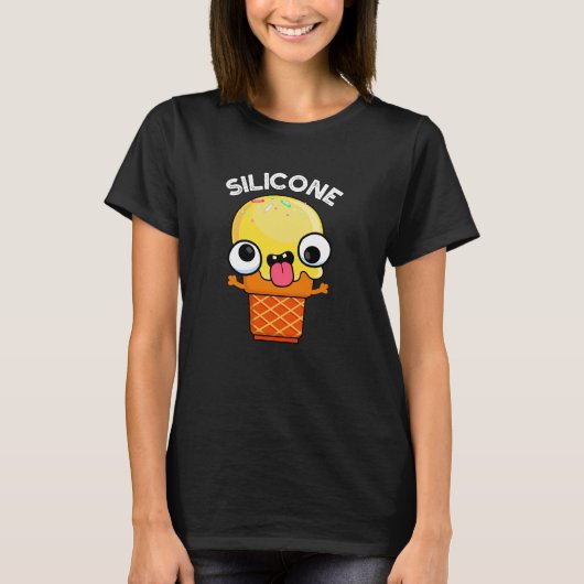 Silicone Funny Ice Cream Cone Pun Dark BG T-shirt (Voorkant)