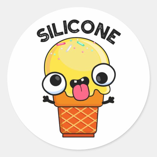 Silicone Funny Ice Cream Cone Pun Ronde Sticker (Voorkant)