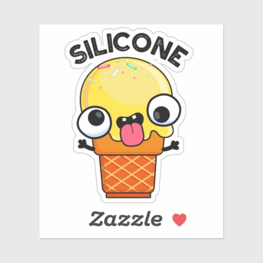 Silicone Funny Ice Cream Cone Pun Sticker (Vel)