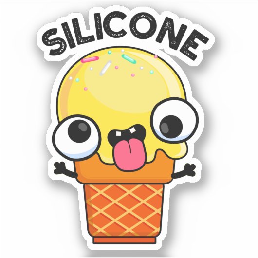 Silicone Funny Ice Cream Cone Pun Sticker (Voorkant)