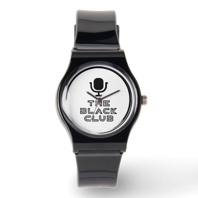 Siliconen Zwart Club Horloge w / Zwart logo (Voorkant)