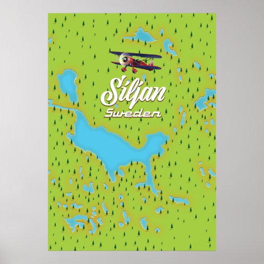 Siljanmeer Zweden kaart Poster (Voorkant)