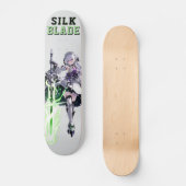 SILK BLADE Anime Samurai Girl - Cyber Silver Persoonlijk Skateboard (Voorkant)