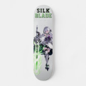SILK BLADE Anime Samurai Girl - Cyber Silver Persoonlijk Skateboard (Voorkant)