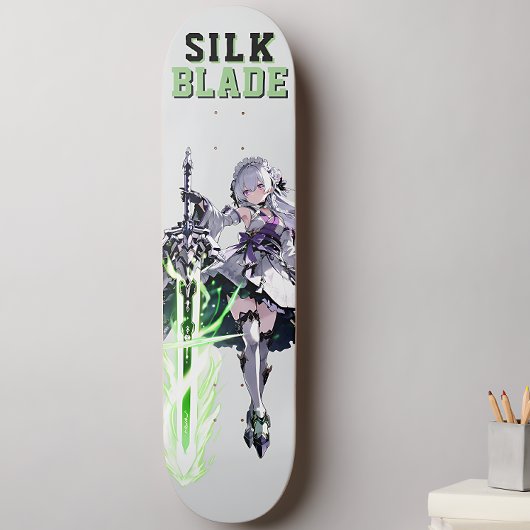 SILK BLADE Anime Samurai Girl - Cyber Silver Persoonlijk Skateboard