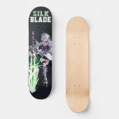 SILK BLADE Anime Samurai Girl - Dark Black Persoonlijk Skateboard (Voorkant)