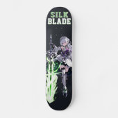 SILK BLADE Anime Samurai Girl - Dark Black Persoonlijk Skateboard (Voorkant)