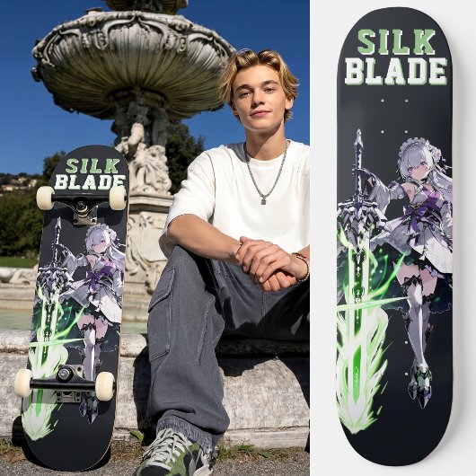 SILK BLADE Anime Samurai Girl - Dark Black Persoonlijk Skateboard