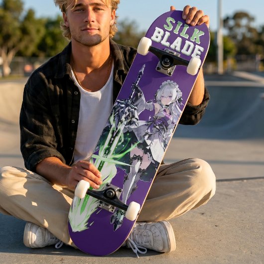 SILK BLADE Anime Samurai Girl - Deep Purple Persoonlijk Skateboard