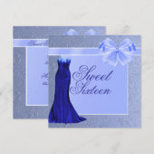 Silk Blue Jurk & Boog Verjaardag Uitnodiging (Voorkant / Achterkant)